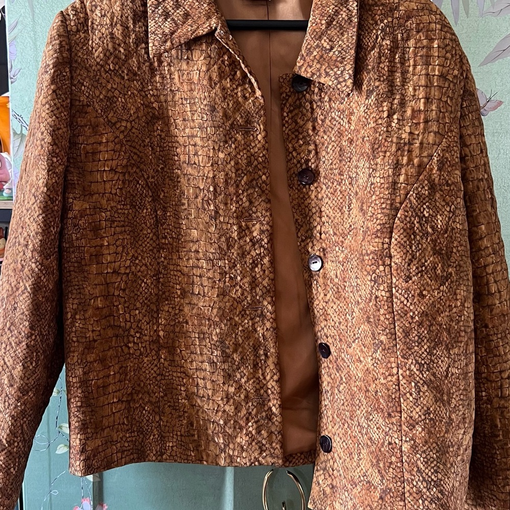 Maggy London Silk Snakeskin Print Jacket